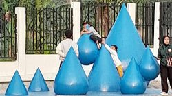 Sculpture Tetesan Air Taman Albar Dinilai Berbahaya Bagi Anak-anak