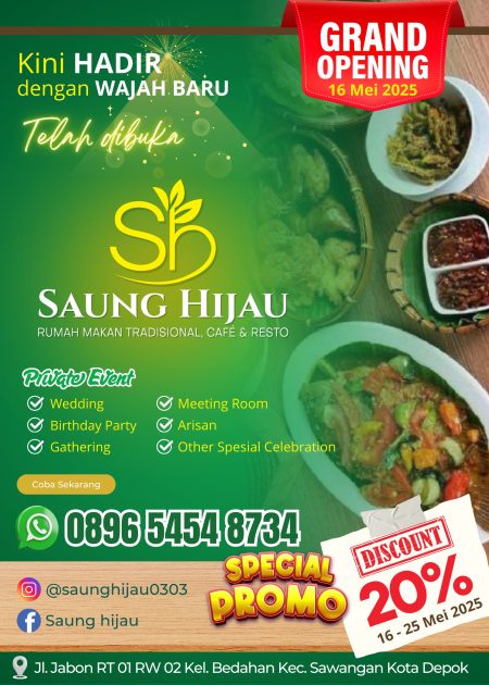 Saung Hijau, Destinasi Wisata Kuliner Baru di Kota Depok
