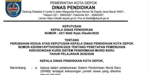 Disdik Depok Buka Pendaftaran Quota Tambahan SPMB SMPN